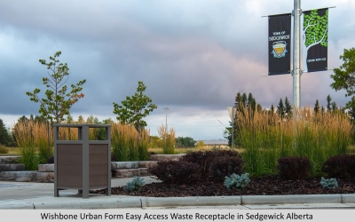 Wishbone Urban Form Easy Access Waste Receptacle in Sedgewick Alberta 1